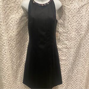 NWT $400!  *Kay Unger* black sleeveless a-line LBD sz 12